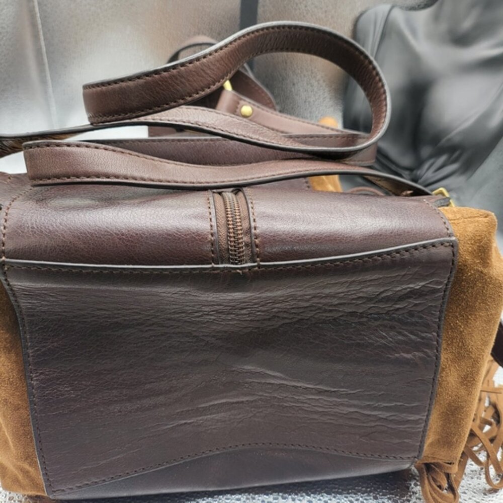 Fringed Brown Leather Backpack - image 4